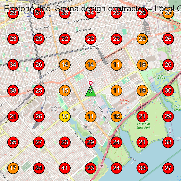 Ecotone, Inc. Sauna design contractor GeoGrid visibility map for Construction Company in Howard Beach